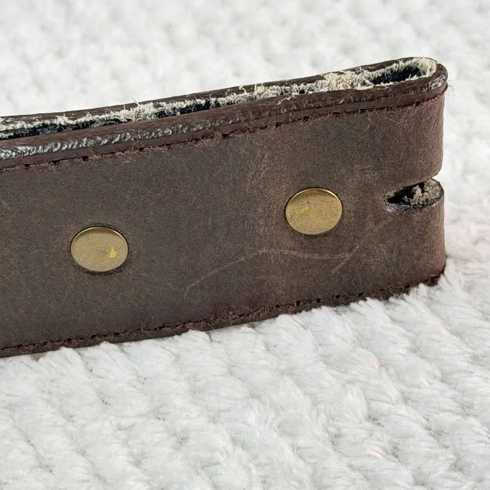 Nocona Belt Co Mens Brown Leather Western Woven Inlay Concho Belt 34 2426402